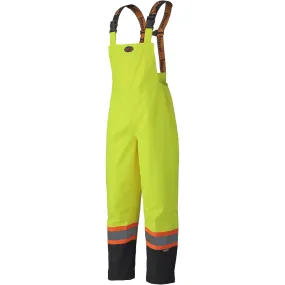 300D Trilobal Ripstop Waterproof Bib Pants, Polyester, Medium, High Visibility Lime-Yellow