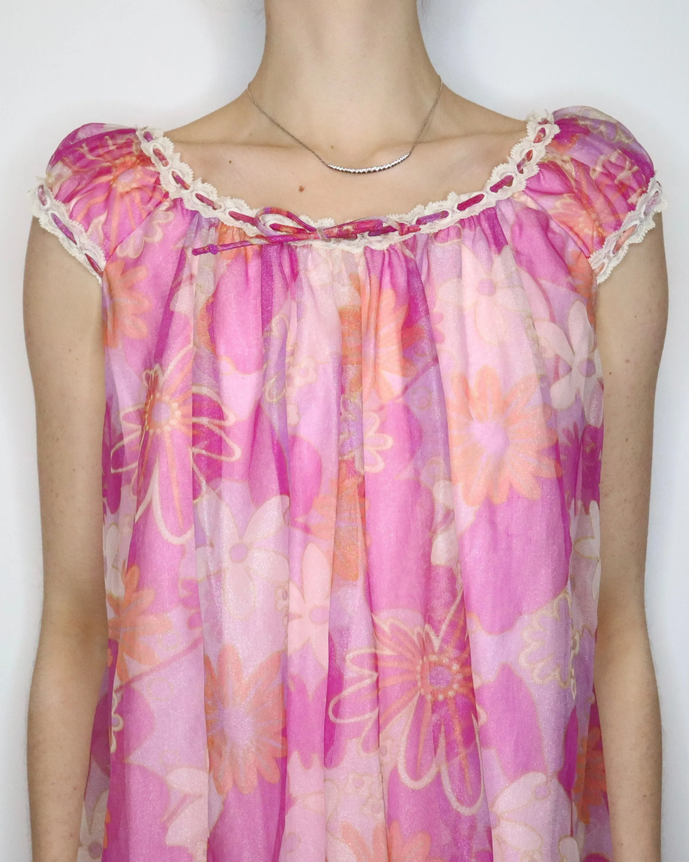 60s Flower Power Babydoll Nightgown (Medium) 