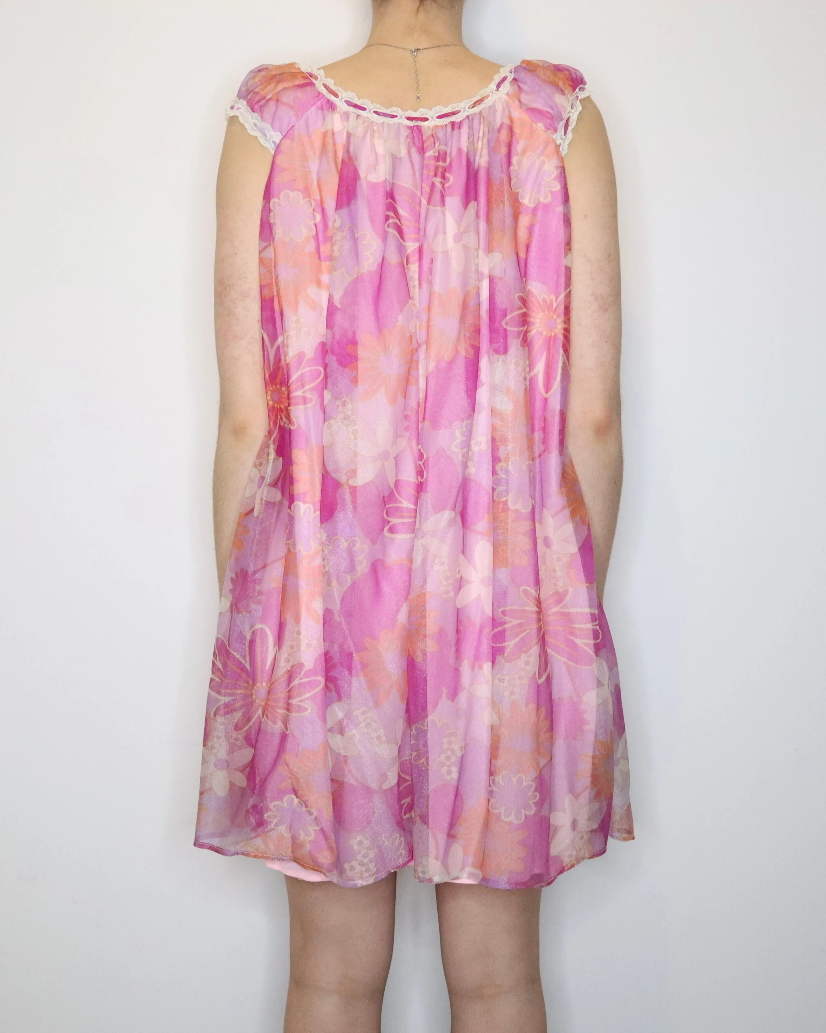 60s Flower Power Babydoll Nightgown (Medium) 