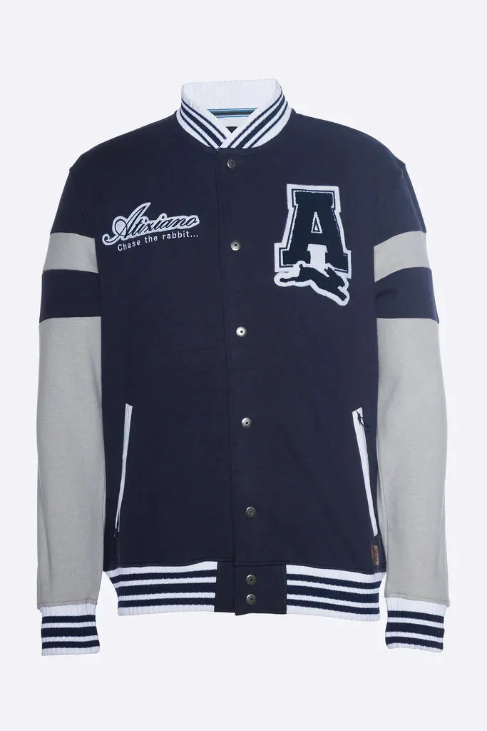 A TIZIANO Cory | Fleece Letter Jacket (Indigo)