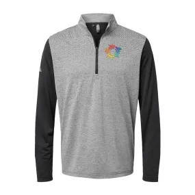 Adidas - Heather Block Print Quarter-Zip Pullover Embroidery