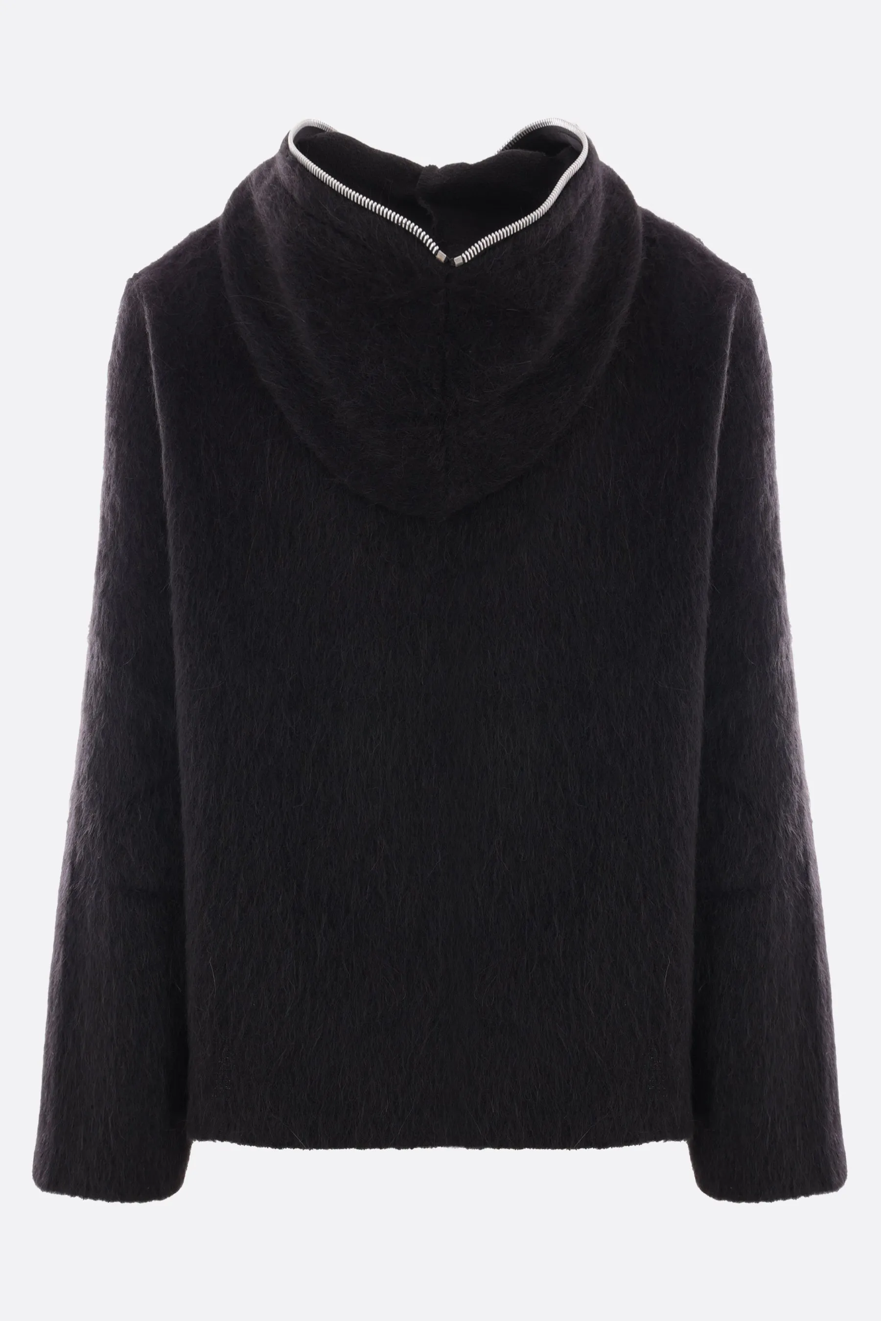 alpaca wool blend full-zip hooded cardigan