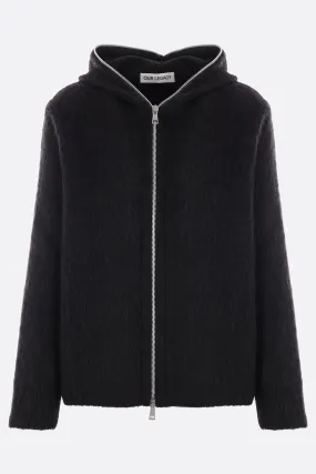 alpaca wool blend full-zip hooded cardigan