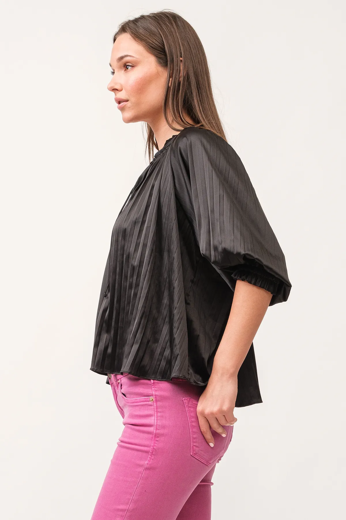 Anais Pleated Satin Top
