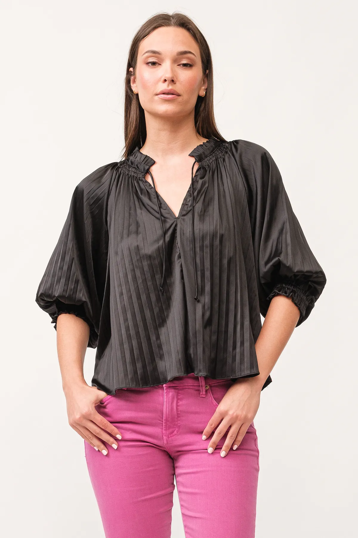 Anais Pleated Satin Top