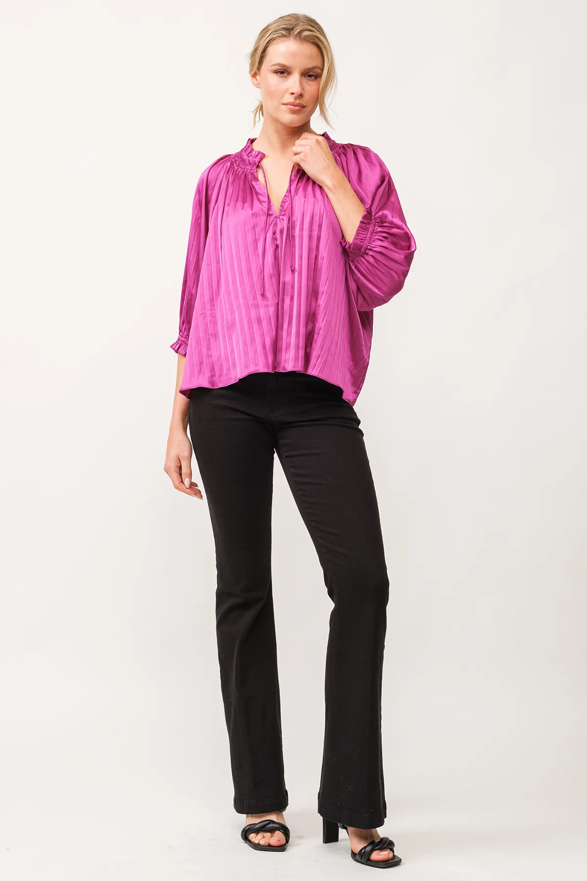 Anais Pleated Satin Top