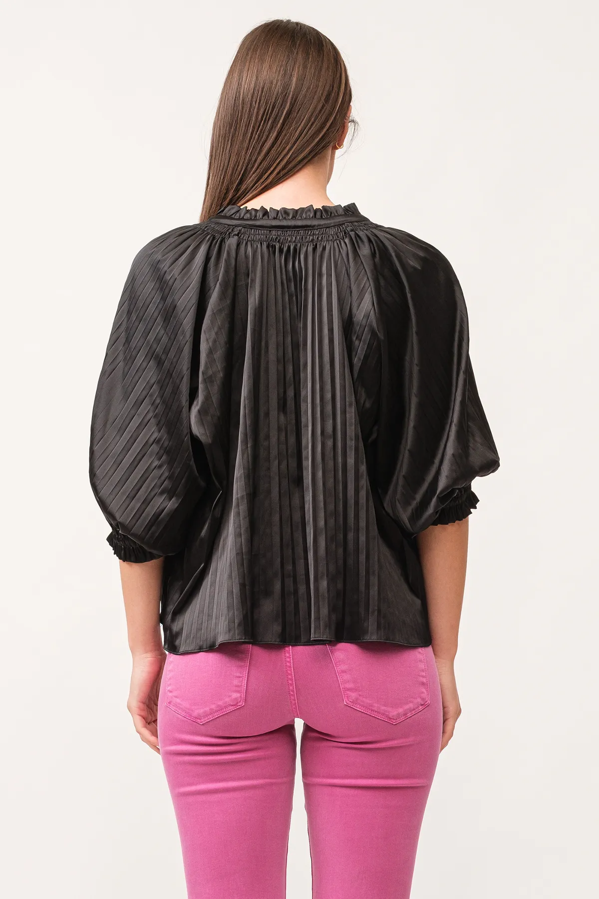 Anais Pleated Satin Top