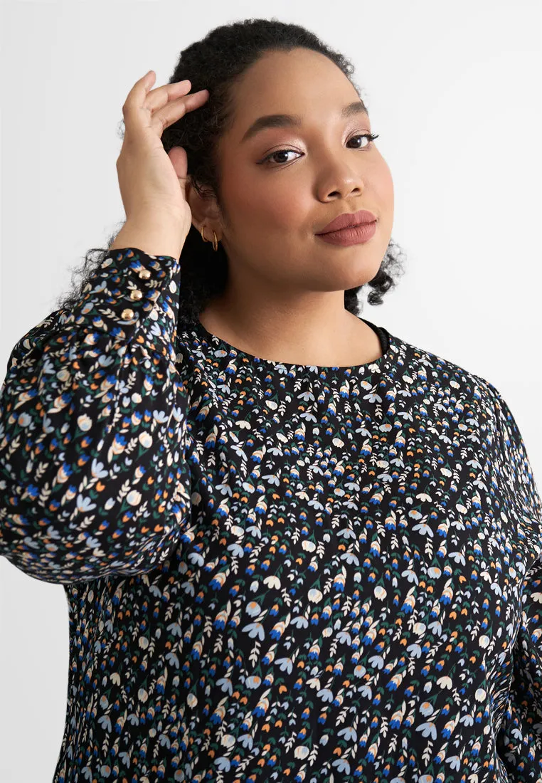 Anna Long Sleeves Printed Blouse