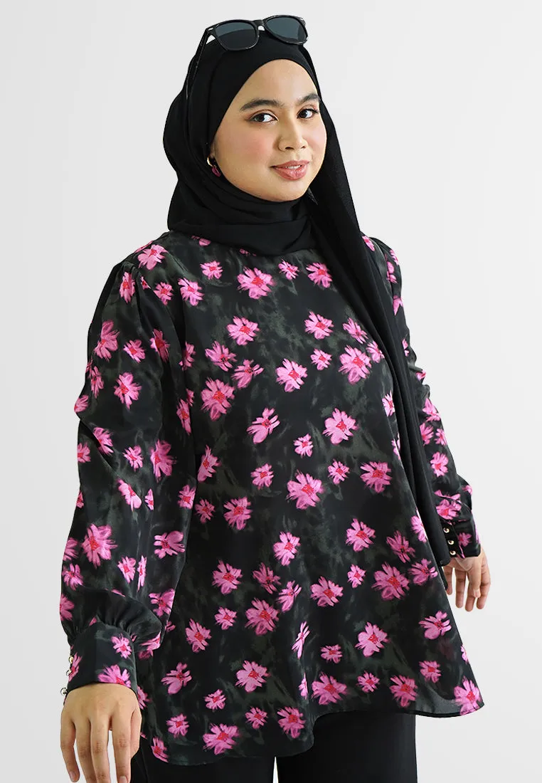 Anna Long Sleeves Printed Blouse