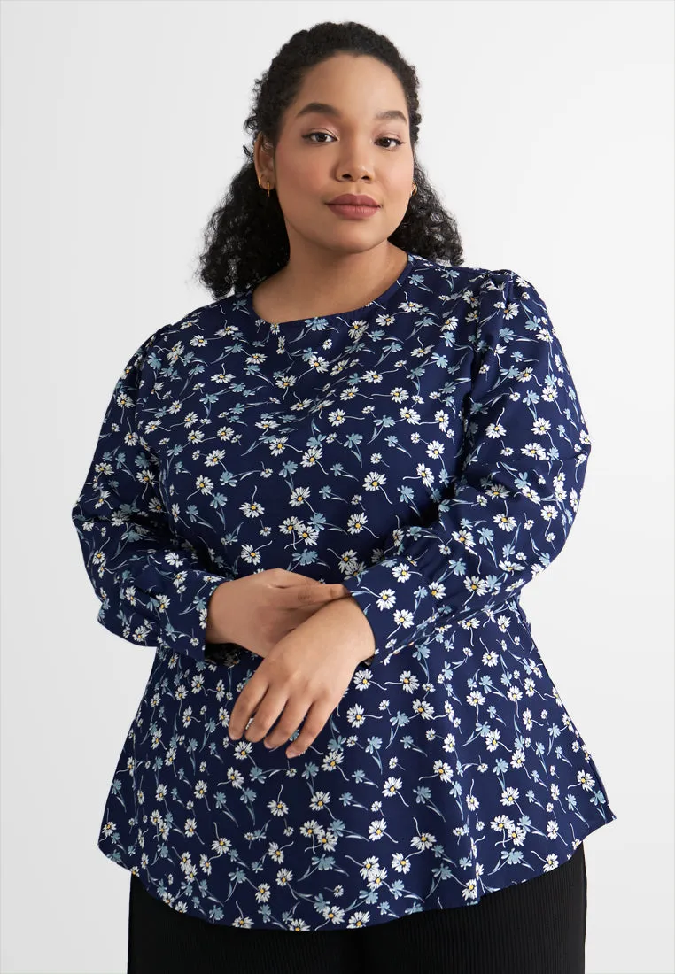 Anna Long Sleeves Printed Blouse