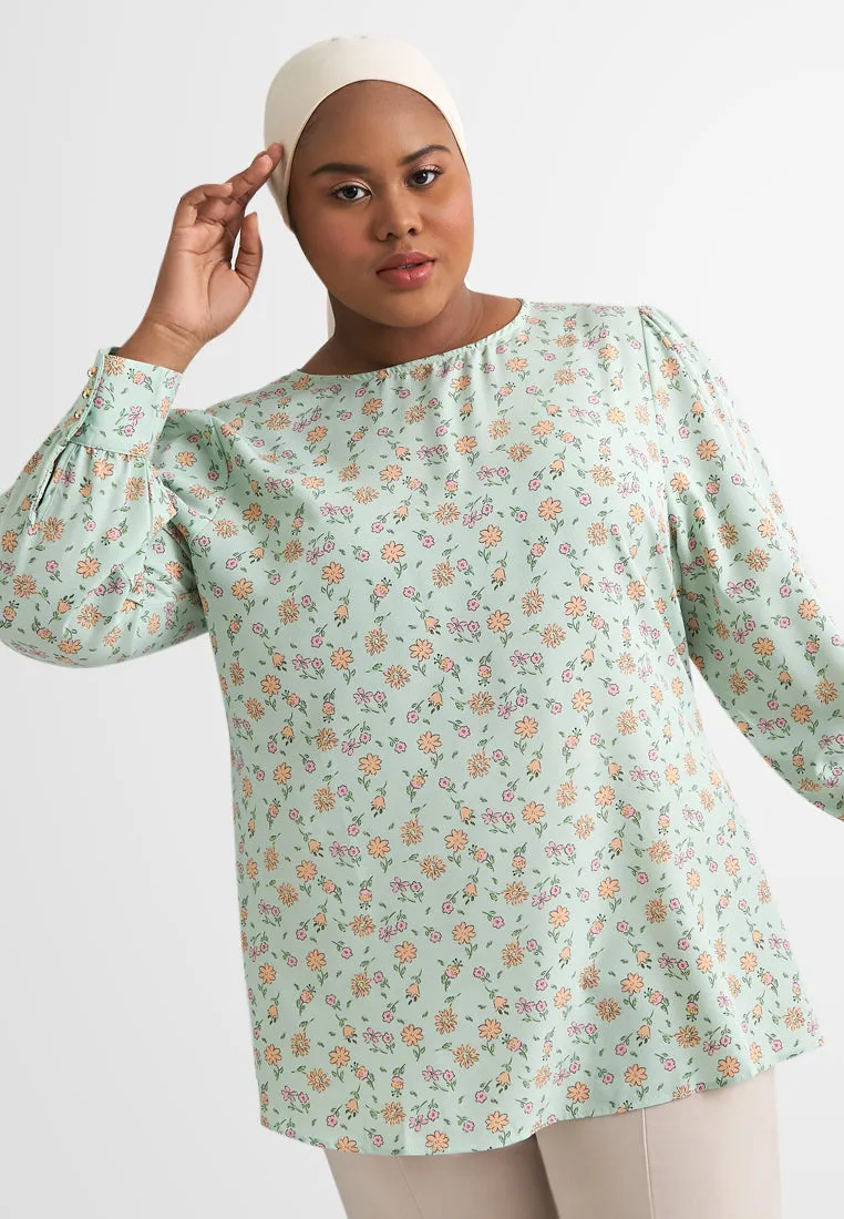 Anna Long Sleeves Printed Blouse