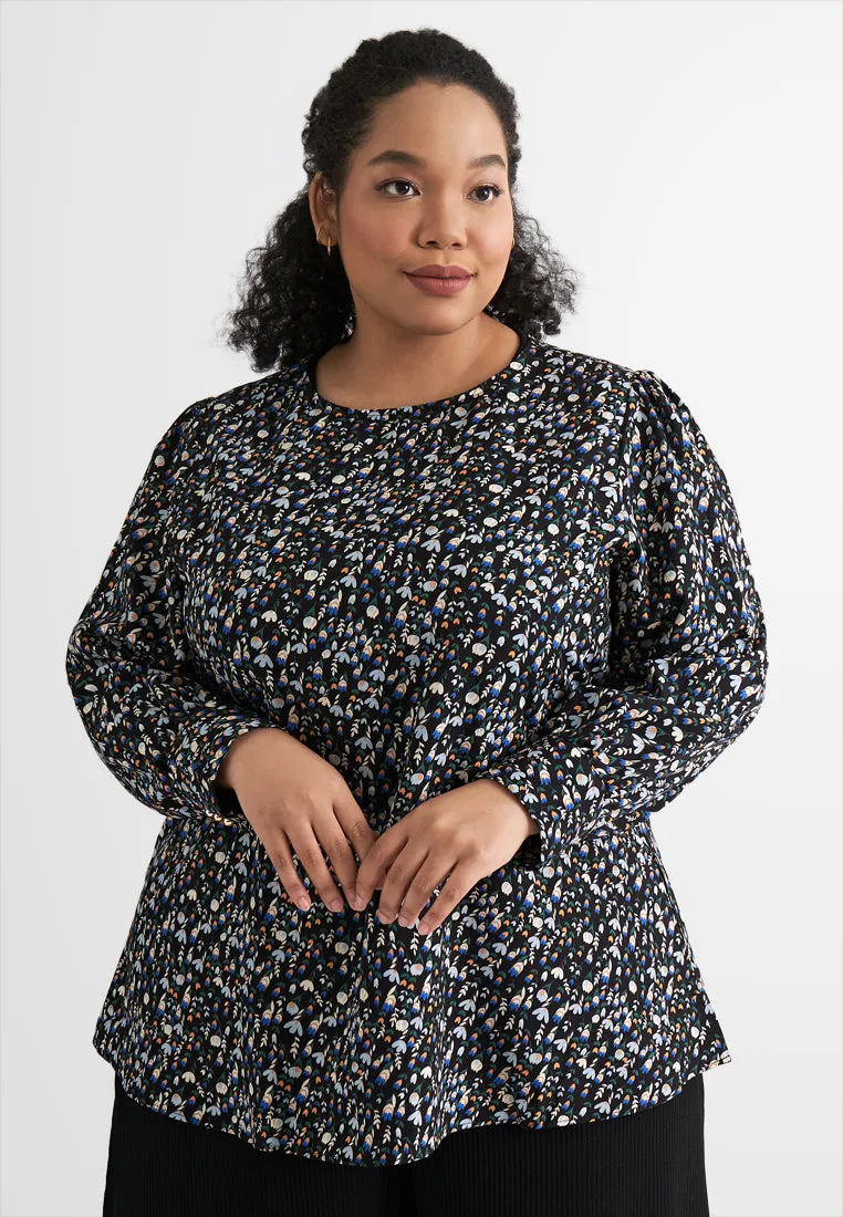 Anna Long Sleeves Printed Blouse