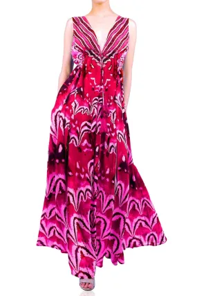Annabella Butterfly Print Pink Color Maxi Dress