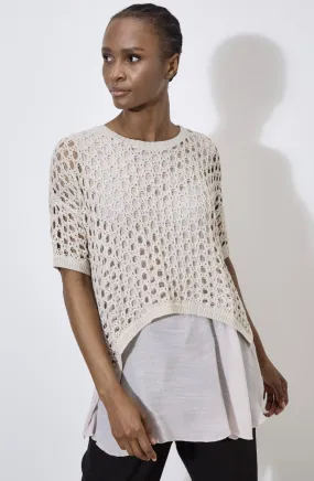 APRICOT KNITTED MESH SLUB SHIMMER LAYER TUNIC