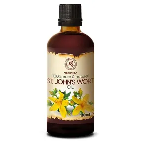 AROMATIKA St Johns Wort Infused Oil 3.4 Fl Oz - 100ml - Hypericum Perforatum - 100% Pure & Natural - St. John's Wort Oil for Intensive Care Face - Body - Skin - Hair - Massage - Great w/Essential Oil