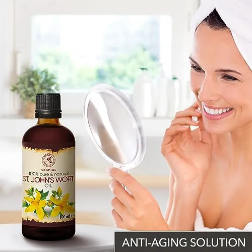 AROMATIKA St Johns Wort Infused Oil 3.4 Fl Oz - 100ml - Hypericum Perforatum - 100% Pure & Natural - St. John's Wort Oil for Intensive Care Face - Body - Skin - Hair - Massage - Great w/Essential Oil
