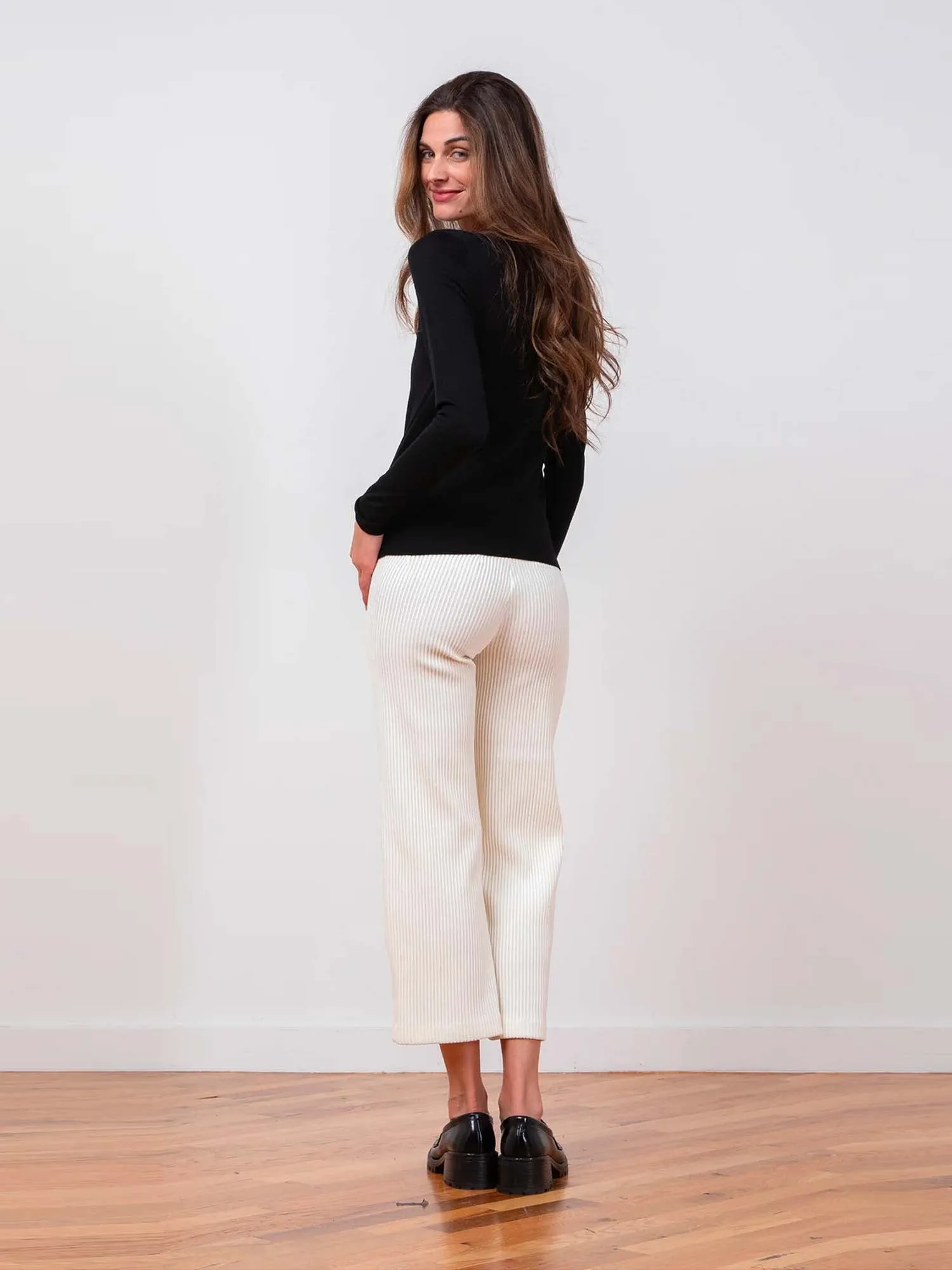 Avenue Montaigne Corduroy Crop Wide Leg Pants