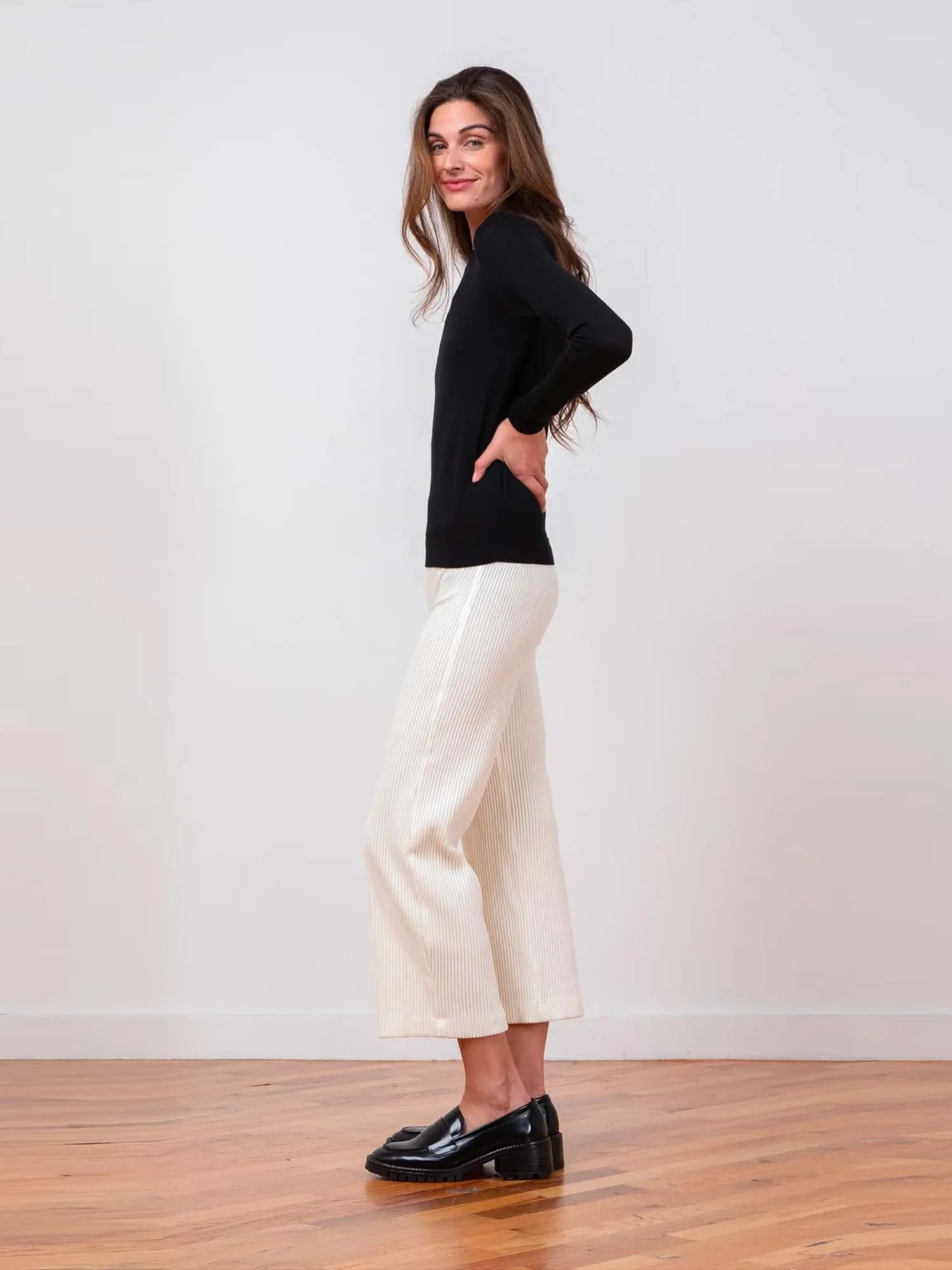 Avenue Montaigne Corduroy Crop Wide Leg Pants