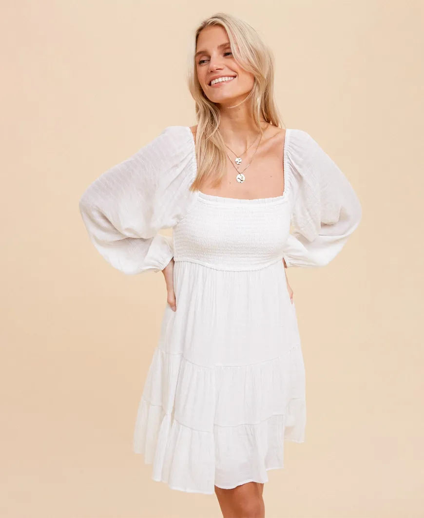 Avery Bubble Sleeve Babydoll Dress