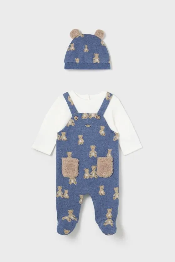 baby bear overall footie   hat
