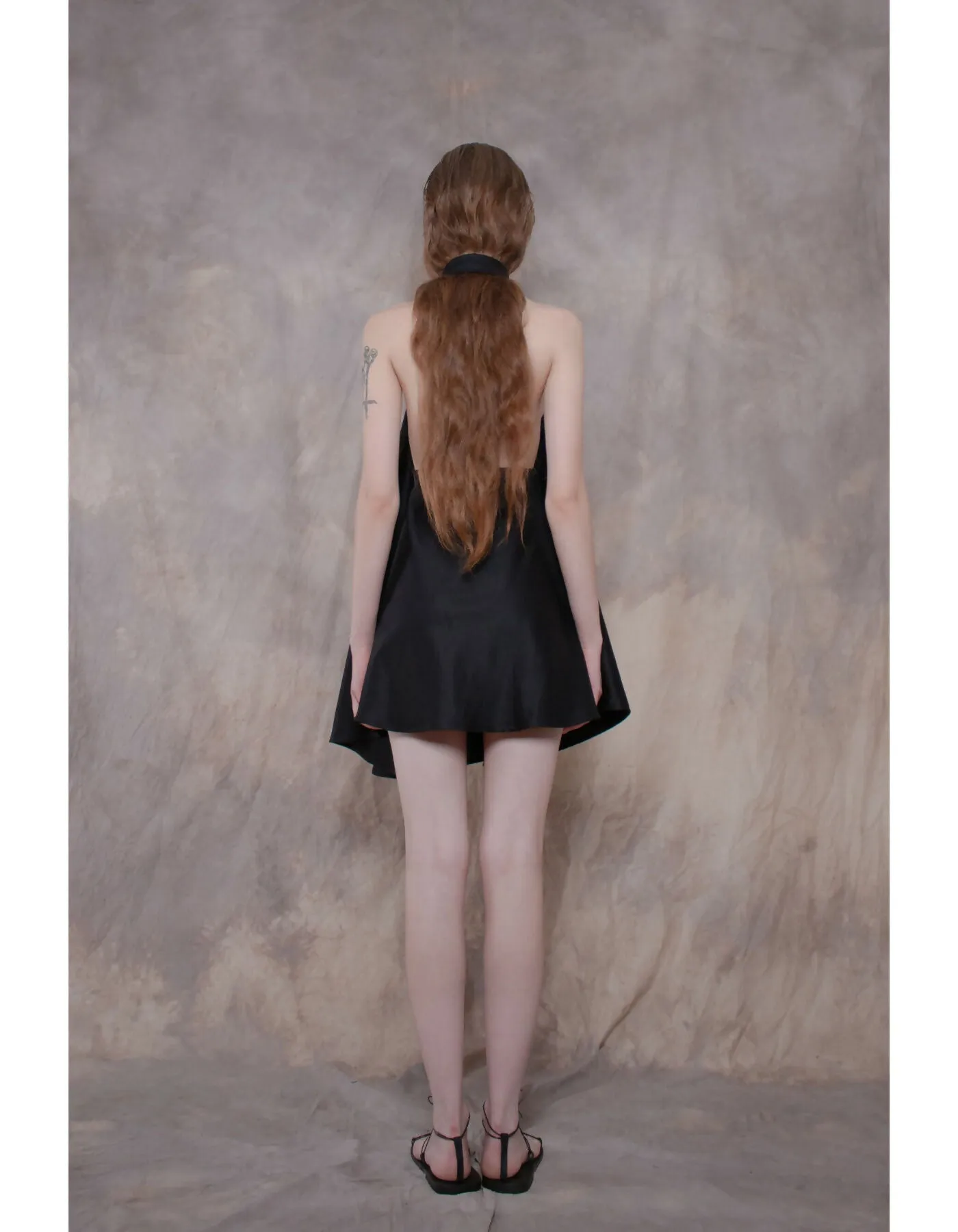 Backless Black Cotton Shirt