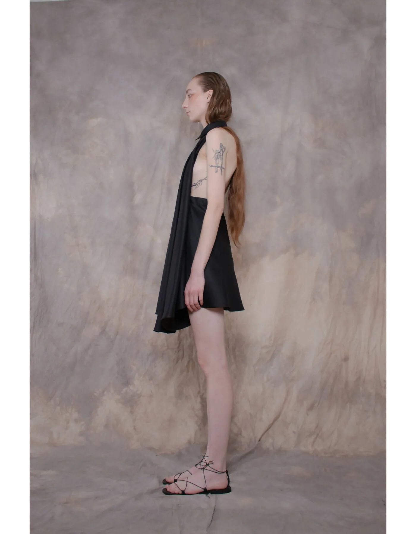 Backless Black Cotton Shirt
