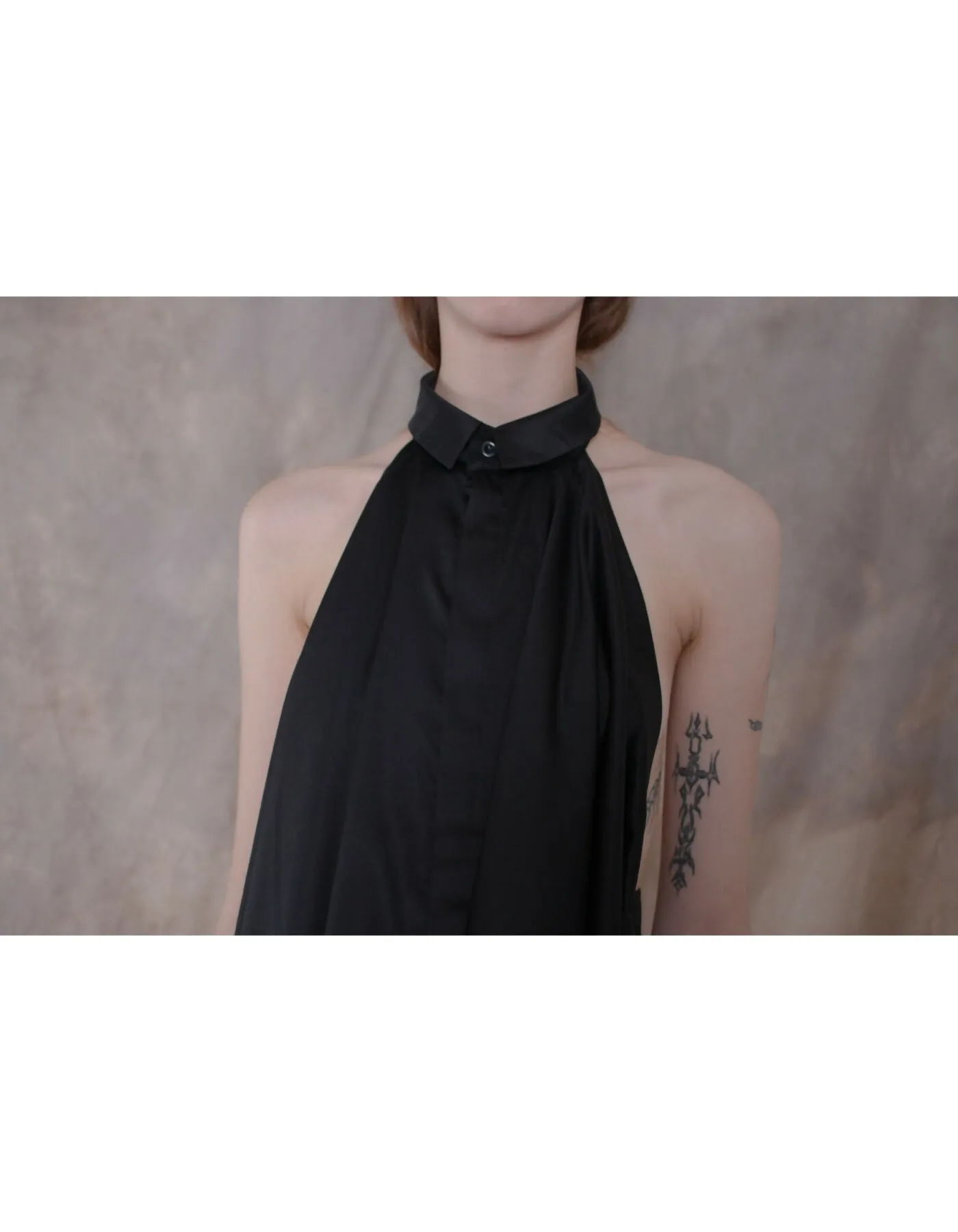 Backless Black Cotton Shirt