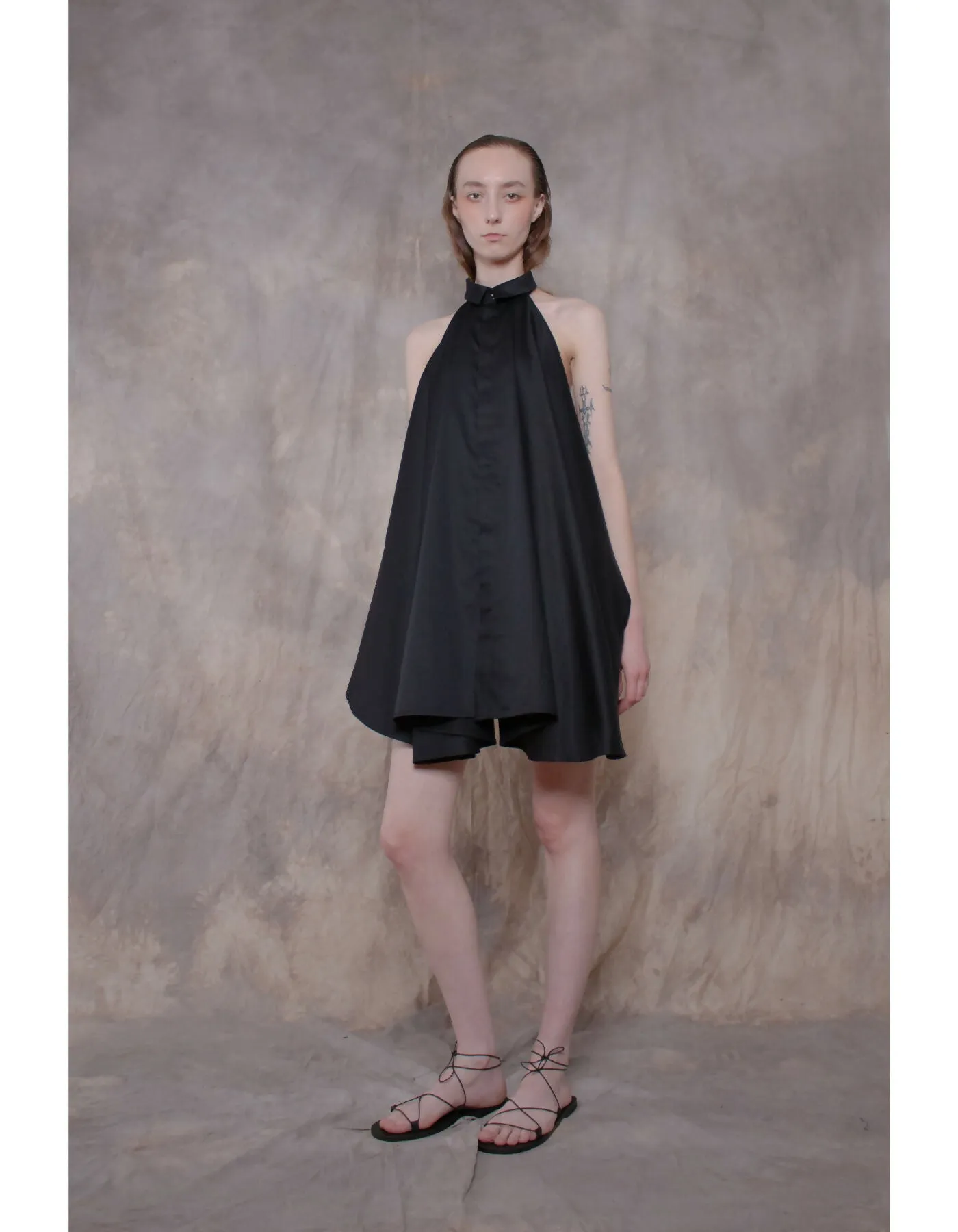Backless Black Cotton Shirt