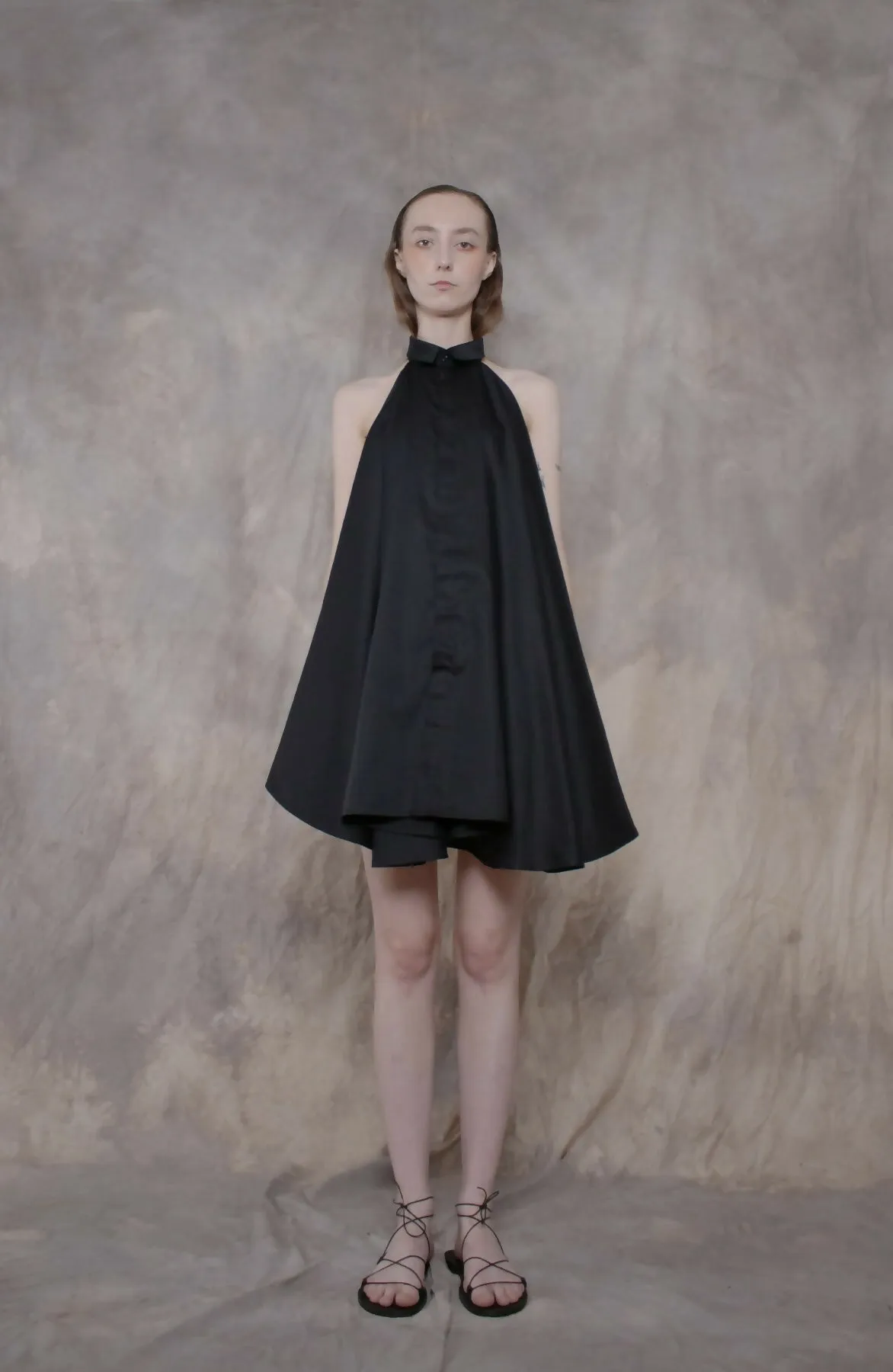 Backless Black Cotton Shirt
