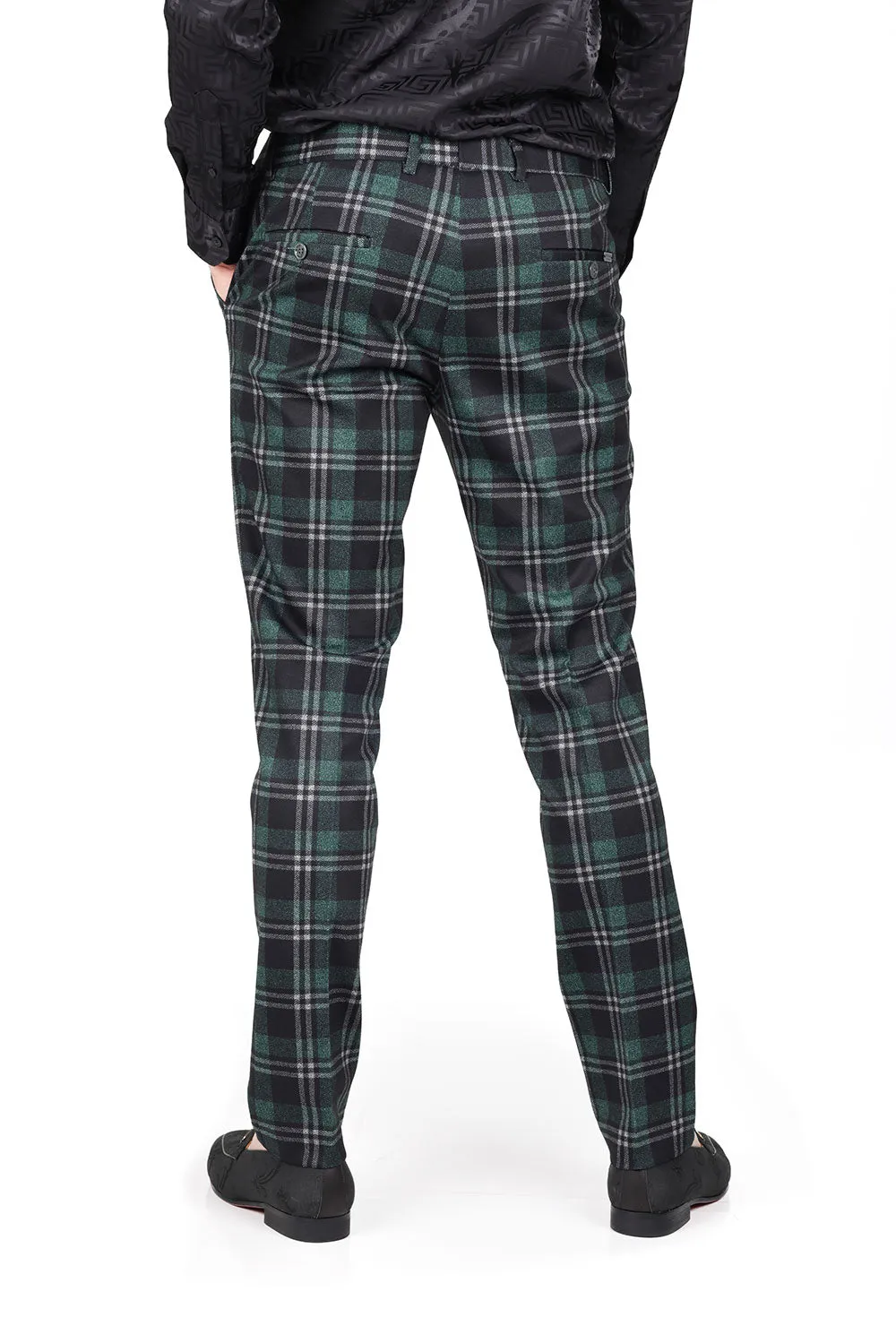 Barabas CP151 Pants Dud Slim Plaid Pants Black/Green