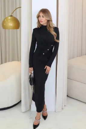 Bethany black stretch maxi dress