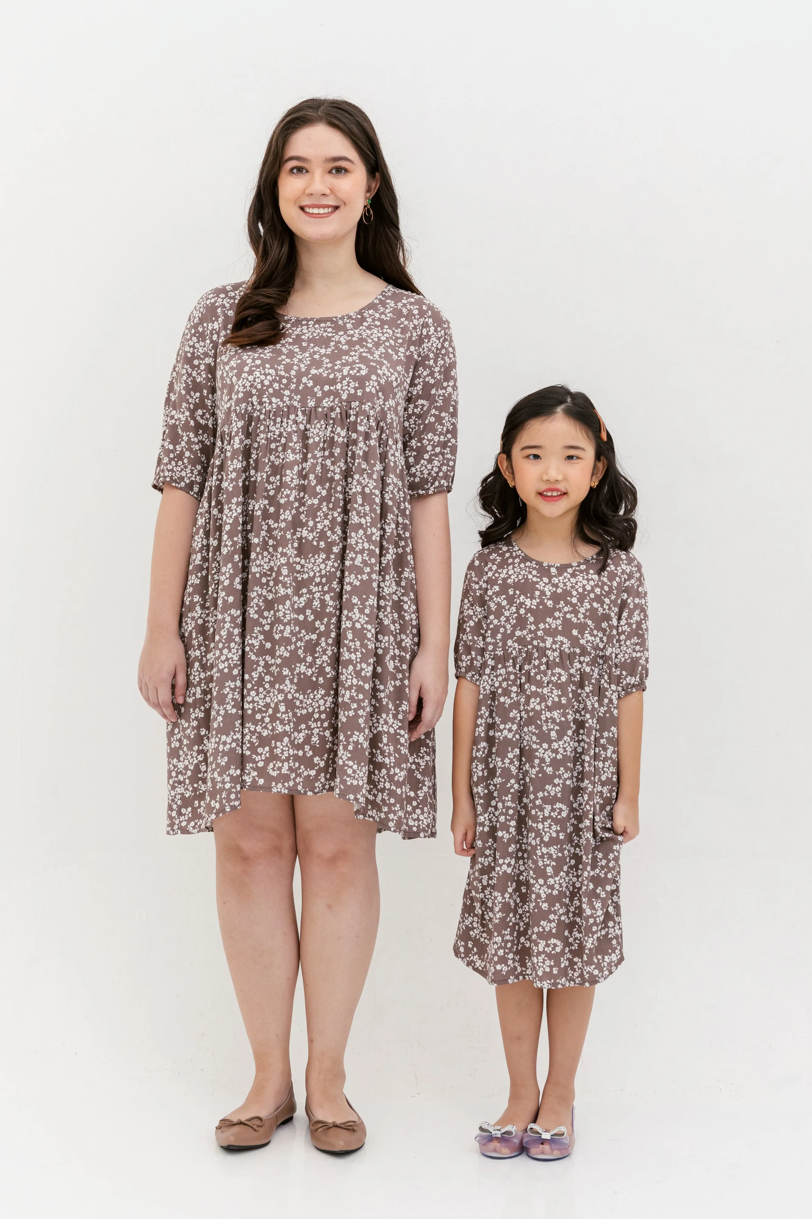 Blair Babydoll Dress In Brown Floral