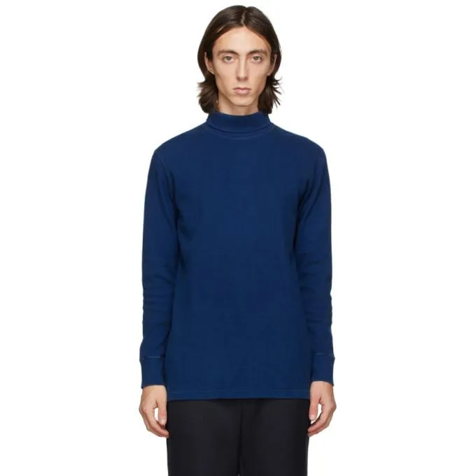Blue Blue Japan Blue Hand-Dyed Rib Knit Turtleneck