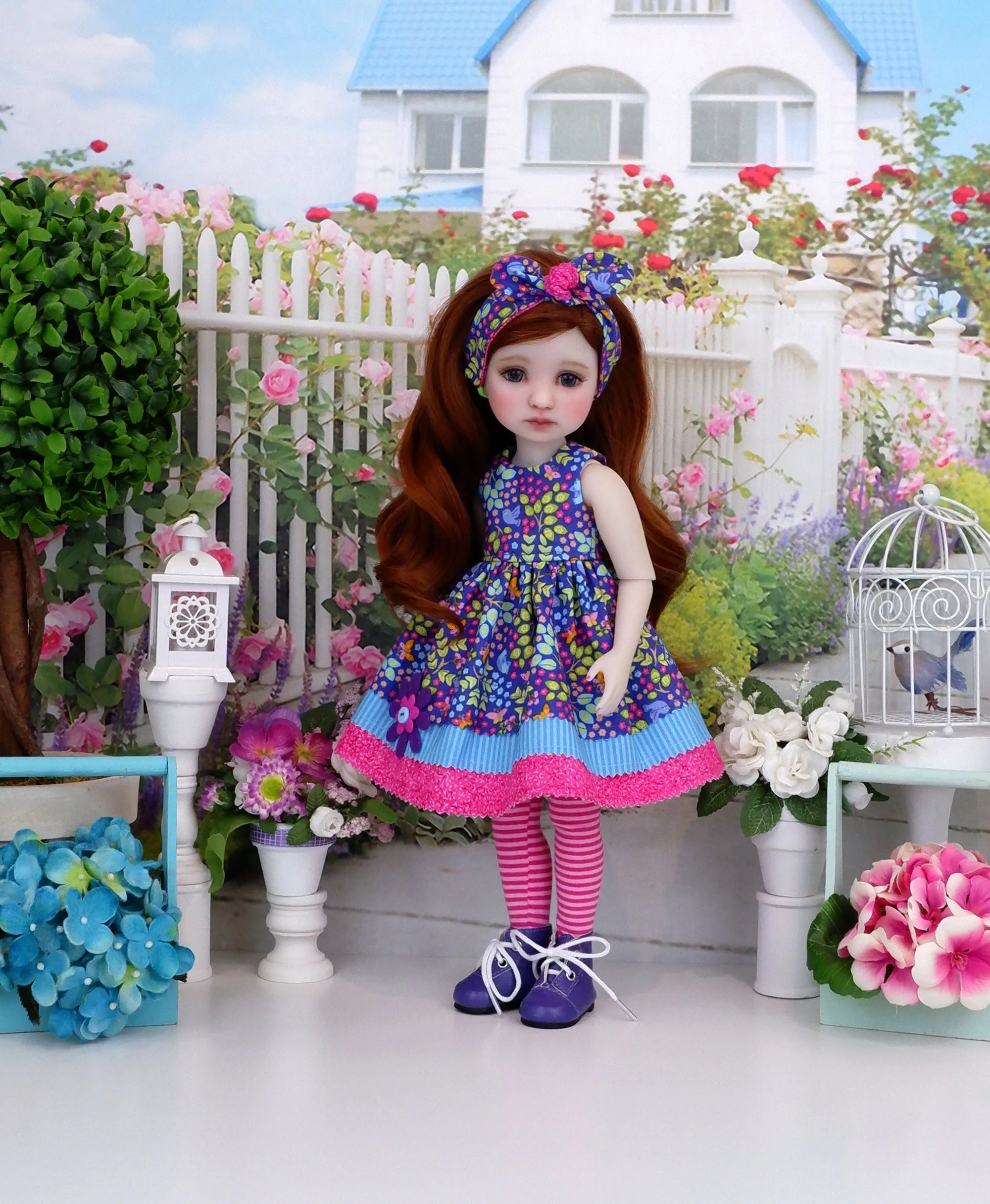 Bluebird Whimsy - dress with boots for Ruby Red Fashion Friends doll