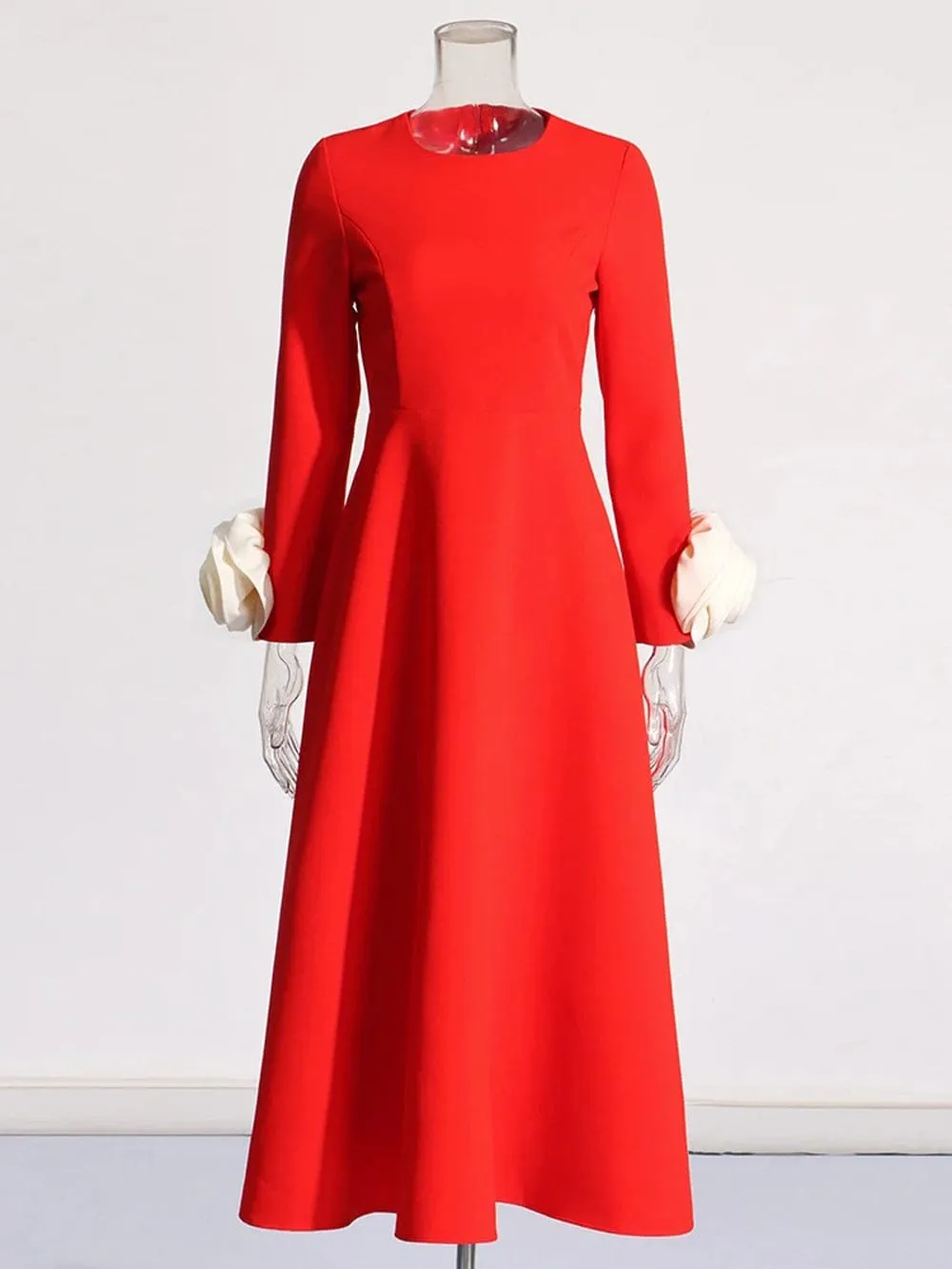 Bobbi Colorblock Appliques Midi Dress