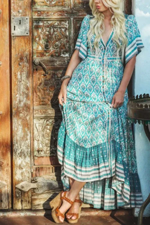 Boho Vibes Baby Blue Maxi Dress