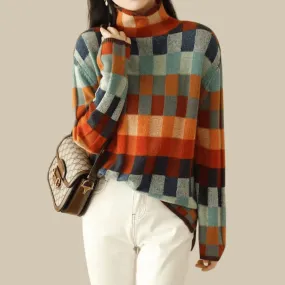 Breanna Sweater | Blend Patchwork Turtleneck Knit