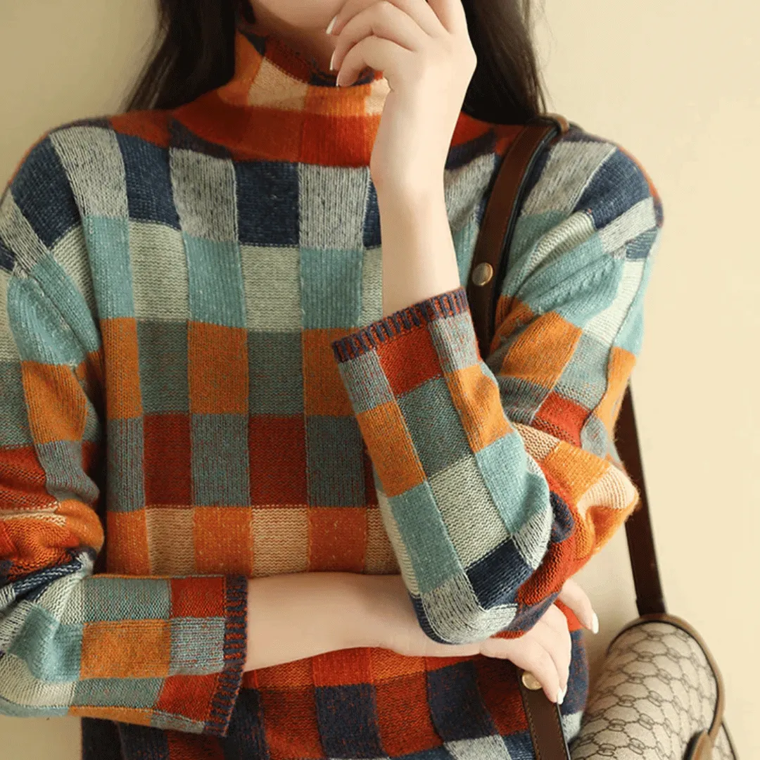Breanna Sweater | Blend Patchwork Turtleneck Knit