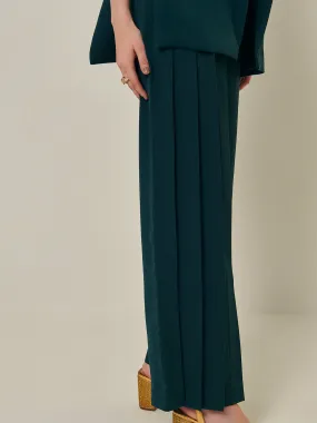 Cadmium Green Pleated Straight Trouser