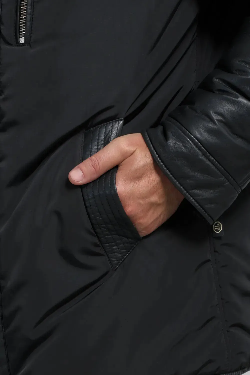 Carlo Hooded Leather Parka