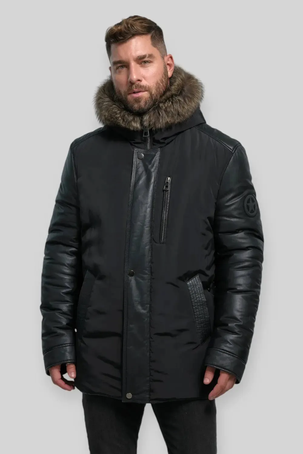 Carlo Hooded Leather Parka
