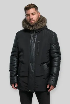 Carlo Hooded Leather Parka