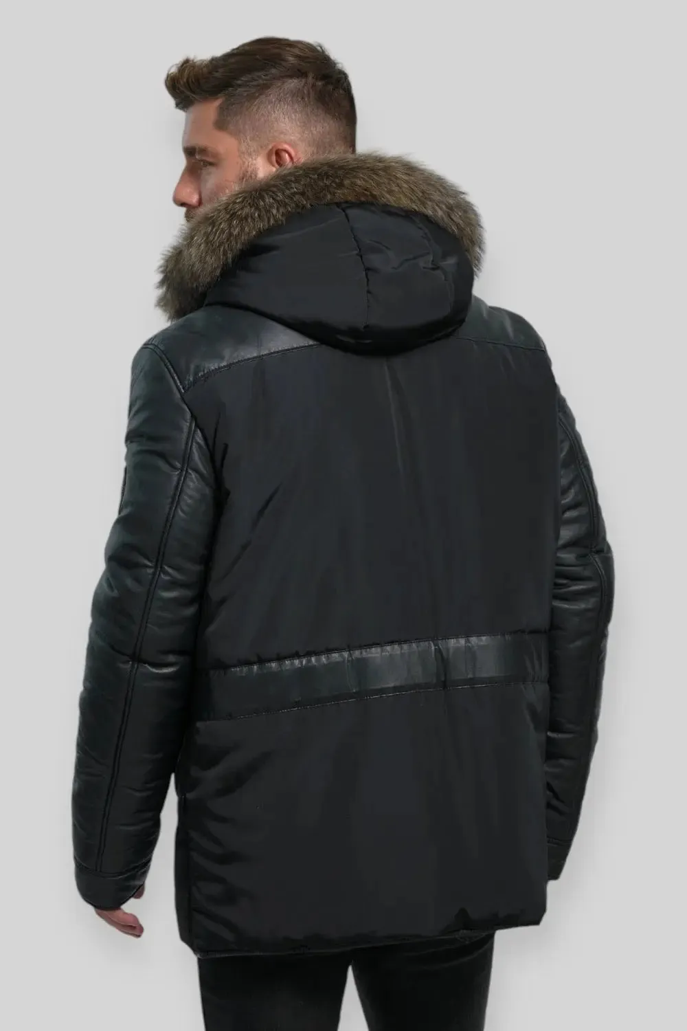 Carlo Hooded Leather Parka