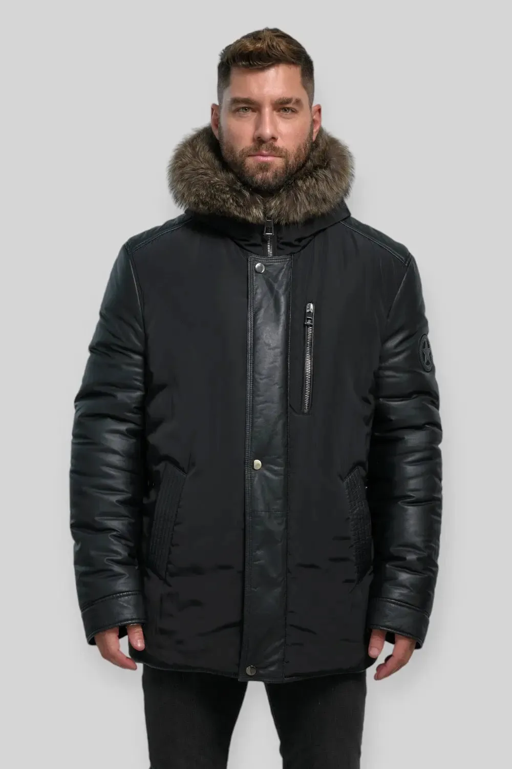 Carlo Hooded Leather Parka