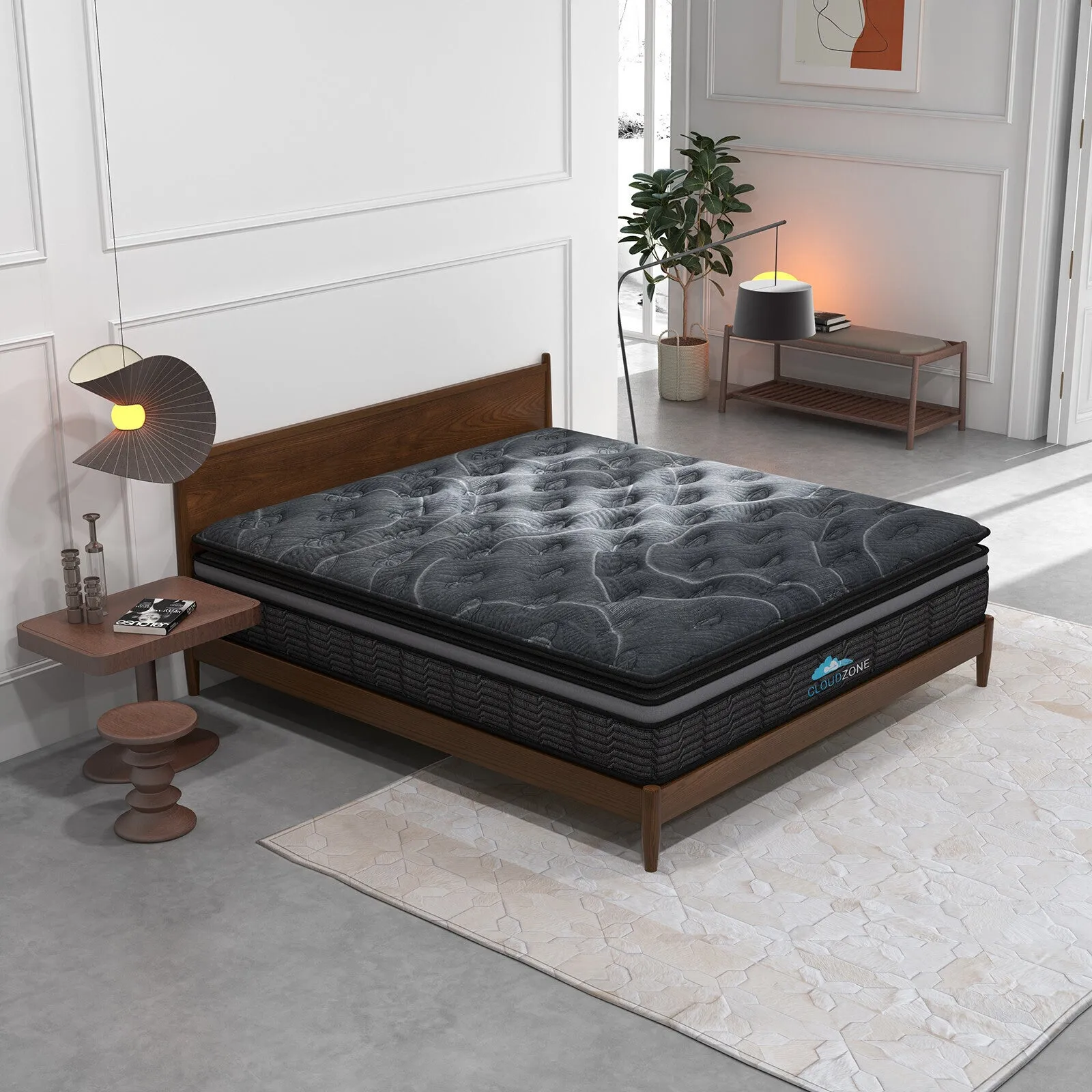 Cloud zone double layer euro top pocket spring mattress plush firm