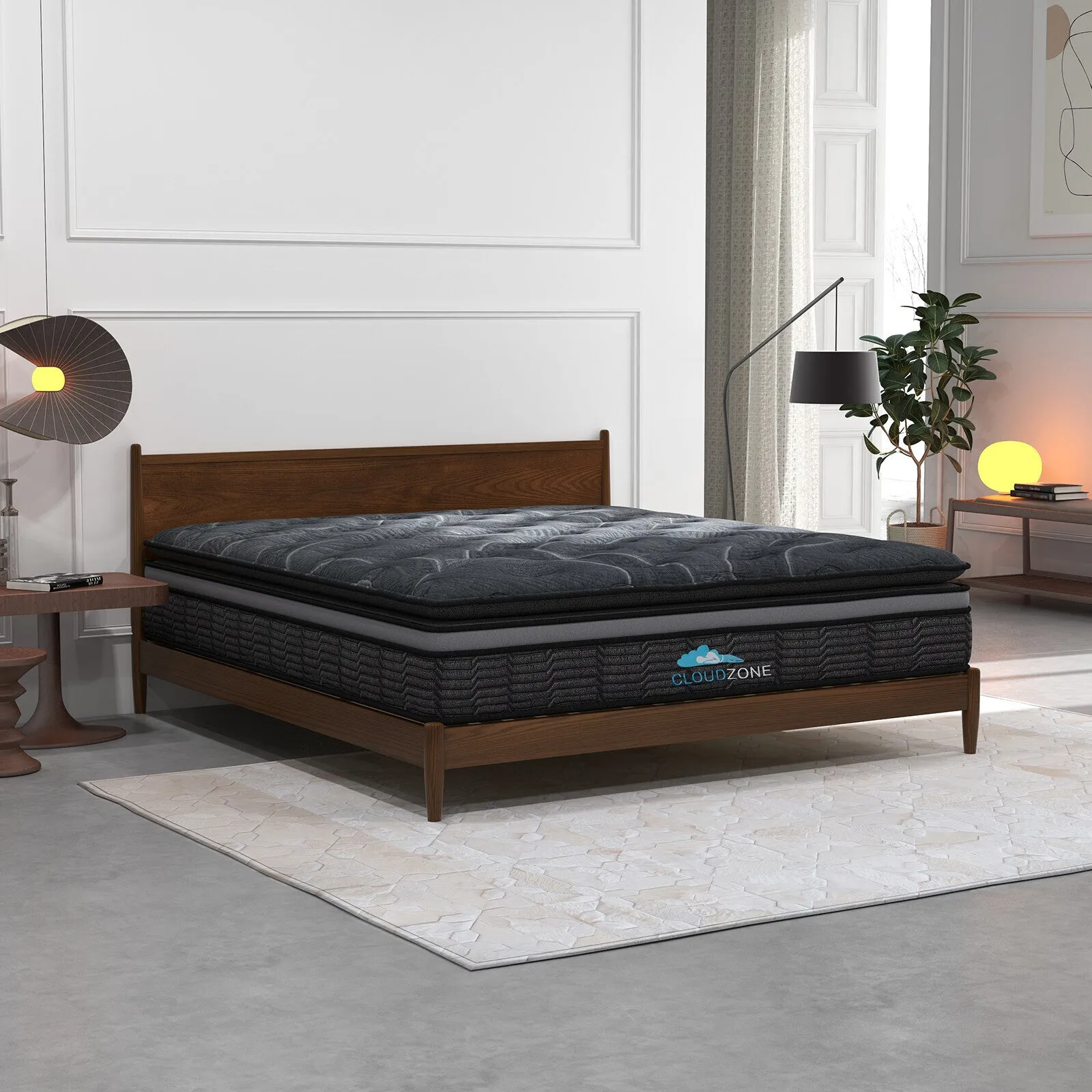 Cloud zone double layer euro top pocket spring mattress plush firm