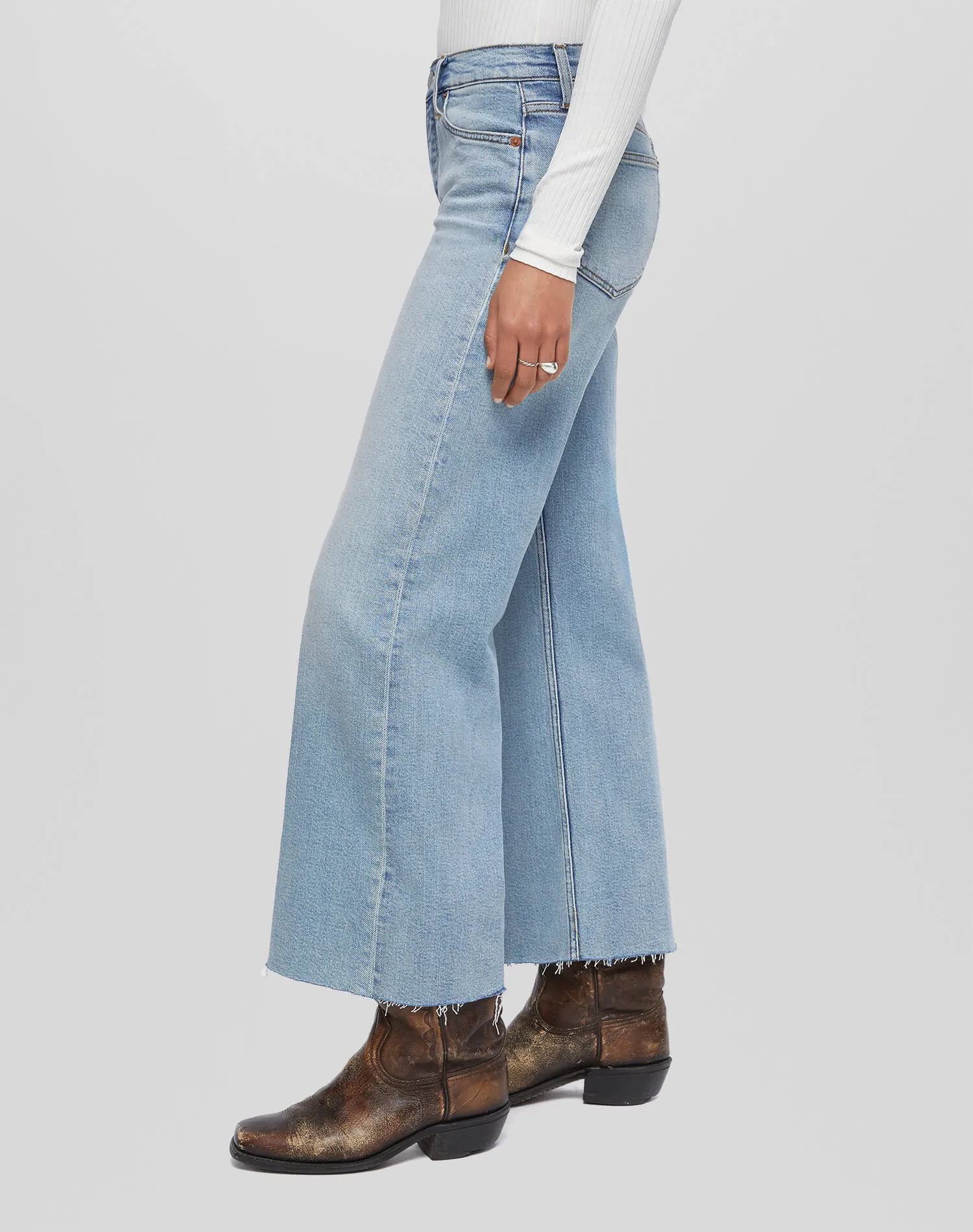 Comfort Stretch Mid Rise Wide Leg Crop - Undertow