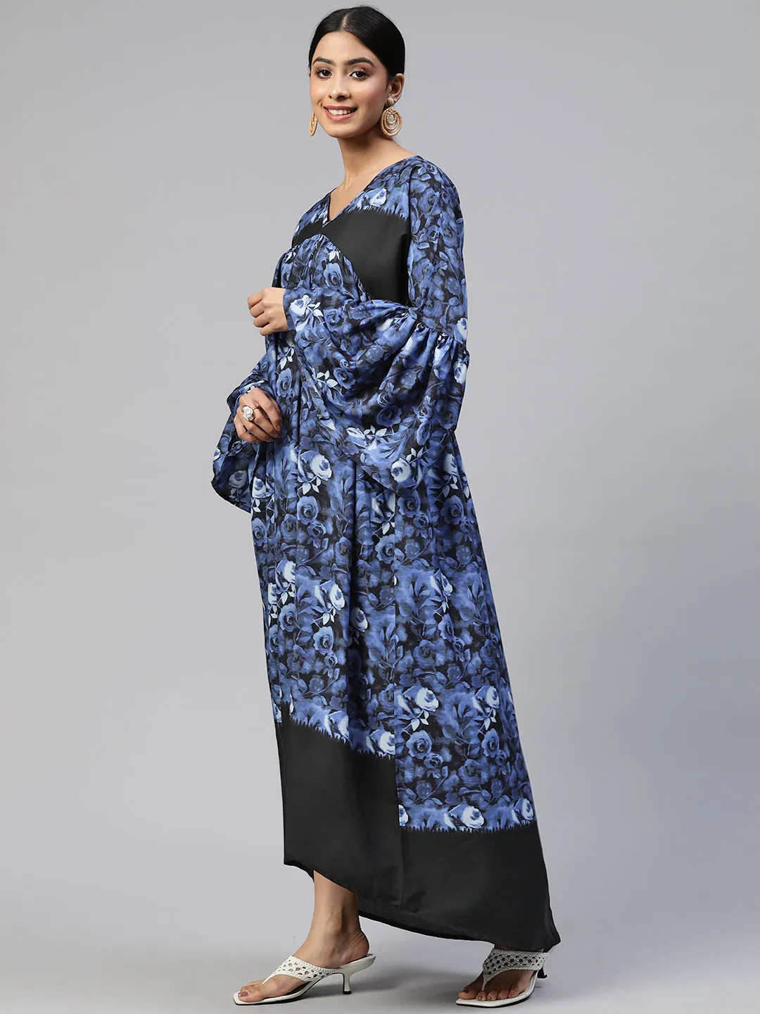 Cottinfab Floral Crepe Maxi Dress
