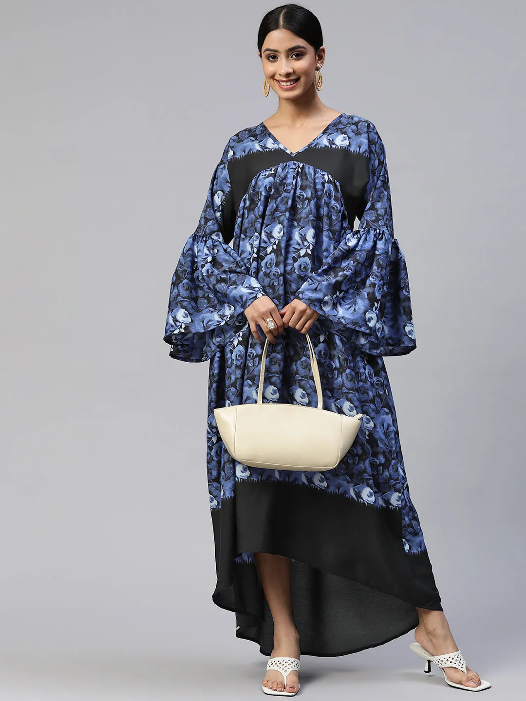 Cottinfab Floral Crepe Maxi Dress
