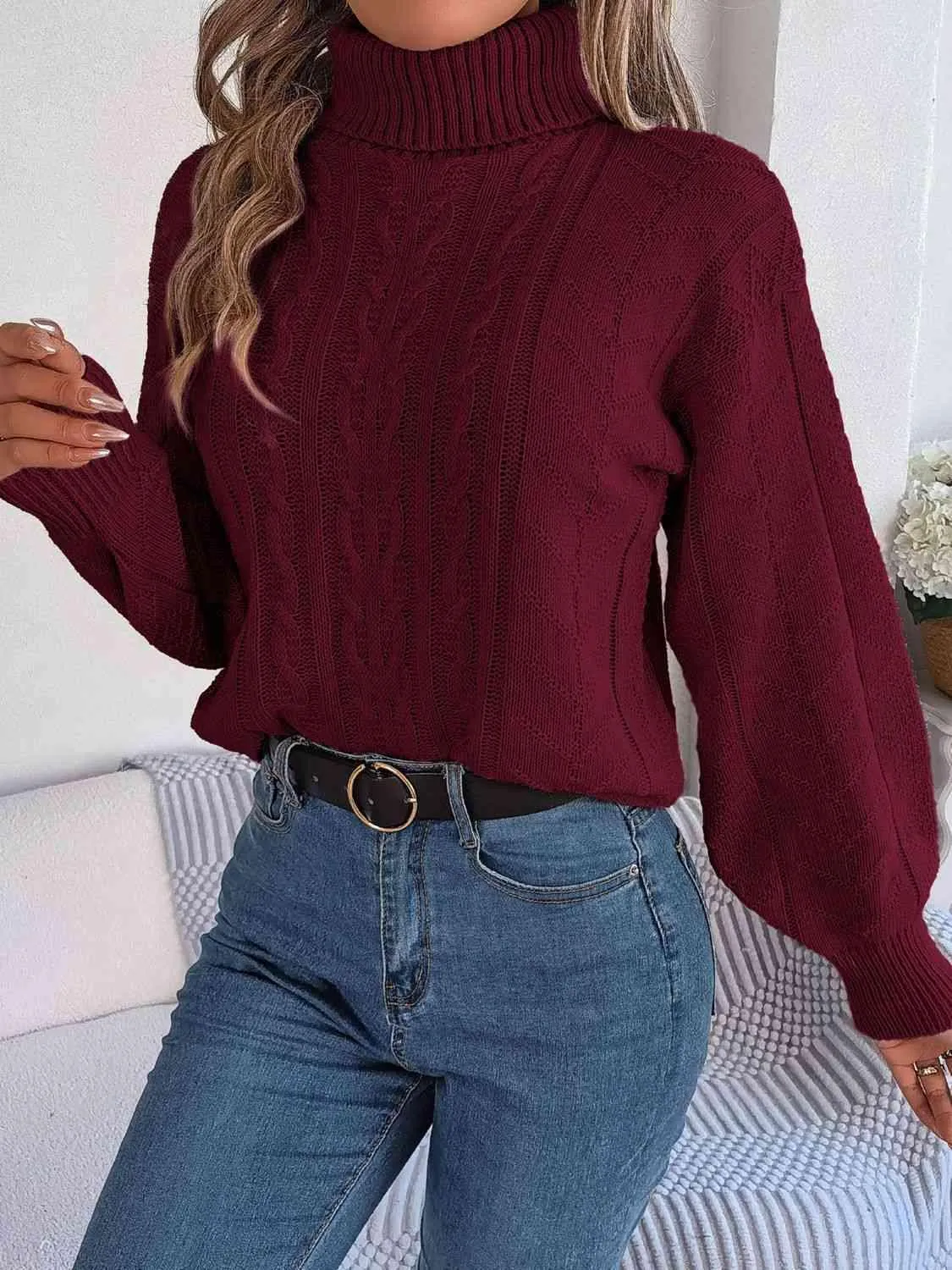Cozy Favorite Cable Knit Turtleneck Sweater